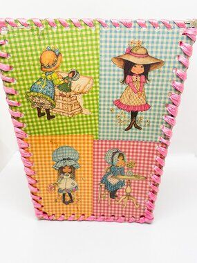 Vintage Holly Hobbie Handmade Trash Bin Garbage Can Kitsch Retro 80's